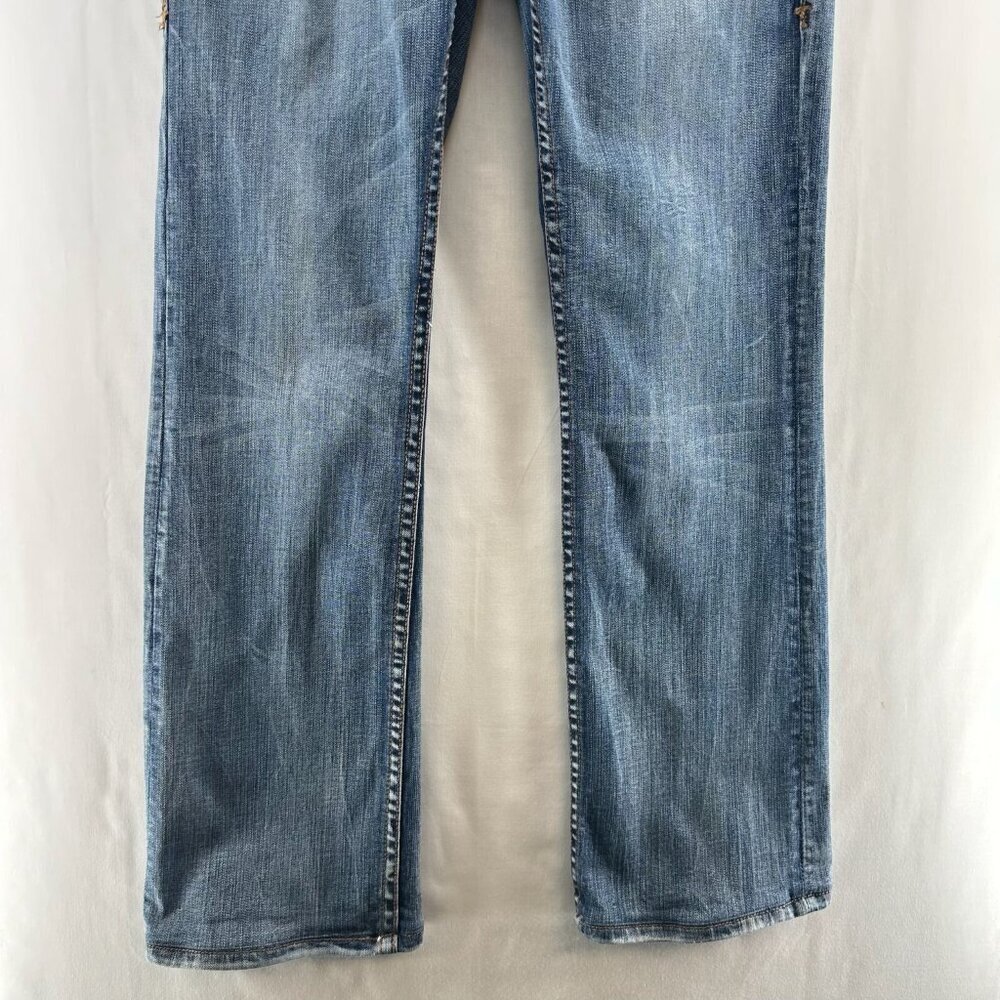Cowgirl Tuff Jeans Women W32 L35 Studded Camo Bootcut MidRise Stretch Denim Blue - Picture 4 of 11